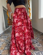 Gulabi Shehar Women Printed Skirt - Delhi Red Floral