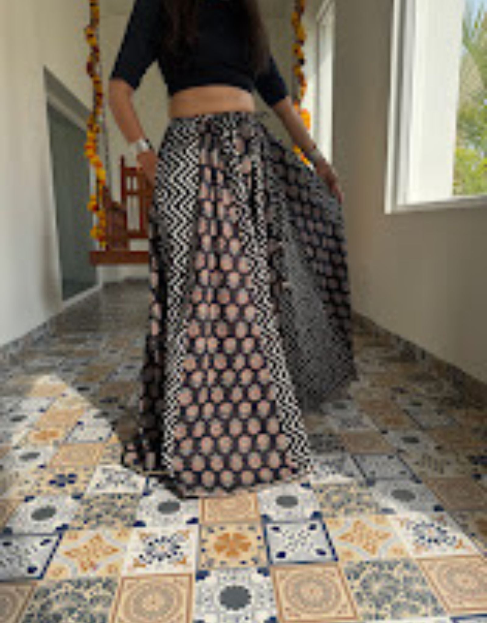 Gulabi Shehar Women Printed Skirt - ZigZag - Black Gulmohar