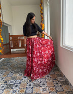 Gulabi Shehar Women Printed Skirt - Delhi Red Floral