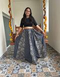 Gulabi Shehar Women Printed Skirt - Indigo Butti - Paisley