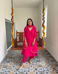 Festive Mul Chanderi Kurta Set with Dupatta - Raani