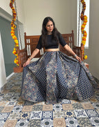 Gulabi Shehar Women Printed Skirt - Indigo Butti - Paisley