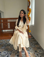 Festive Mul Chanderi Kurta Set with Dupatta - Off White