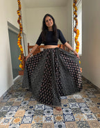 Gulabi Shehar Women Printed Skirt - ZigZag - Black Gulmohar