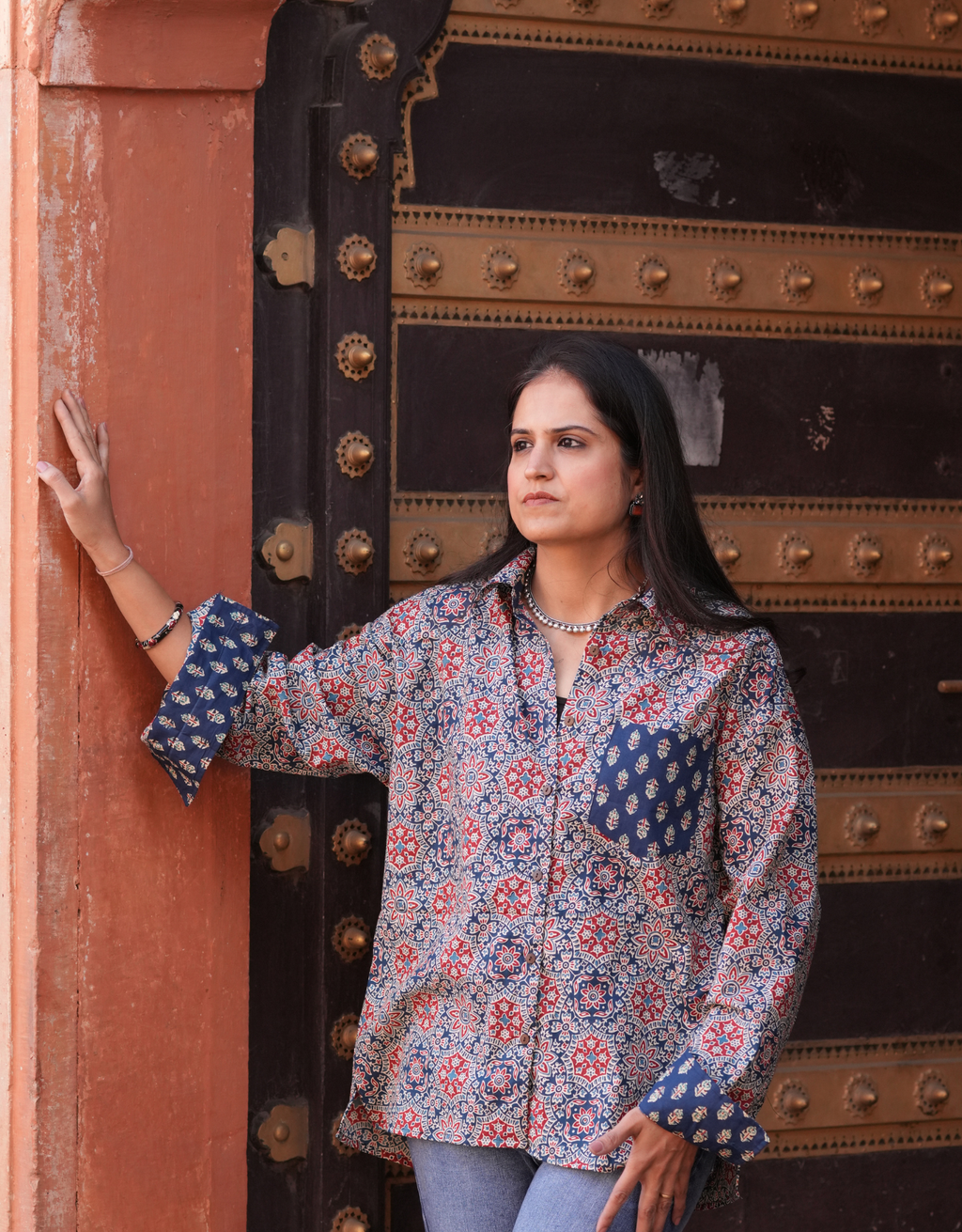 Ajrakh Mandala Cotton Oversized Shirt
