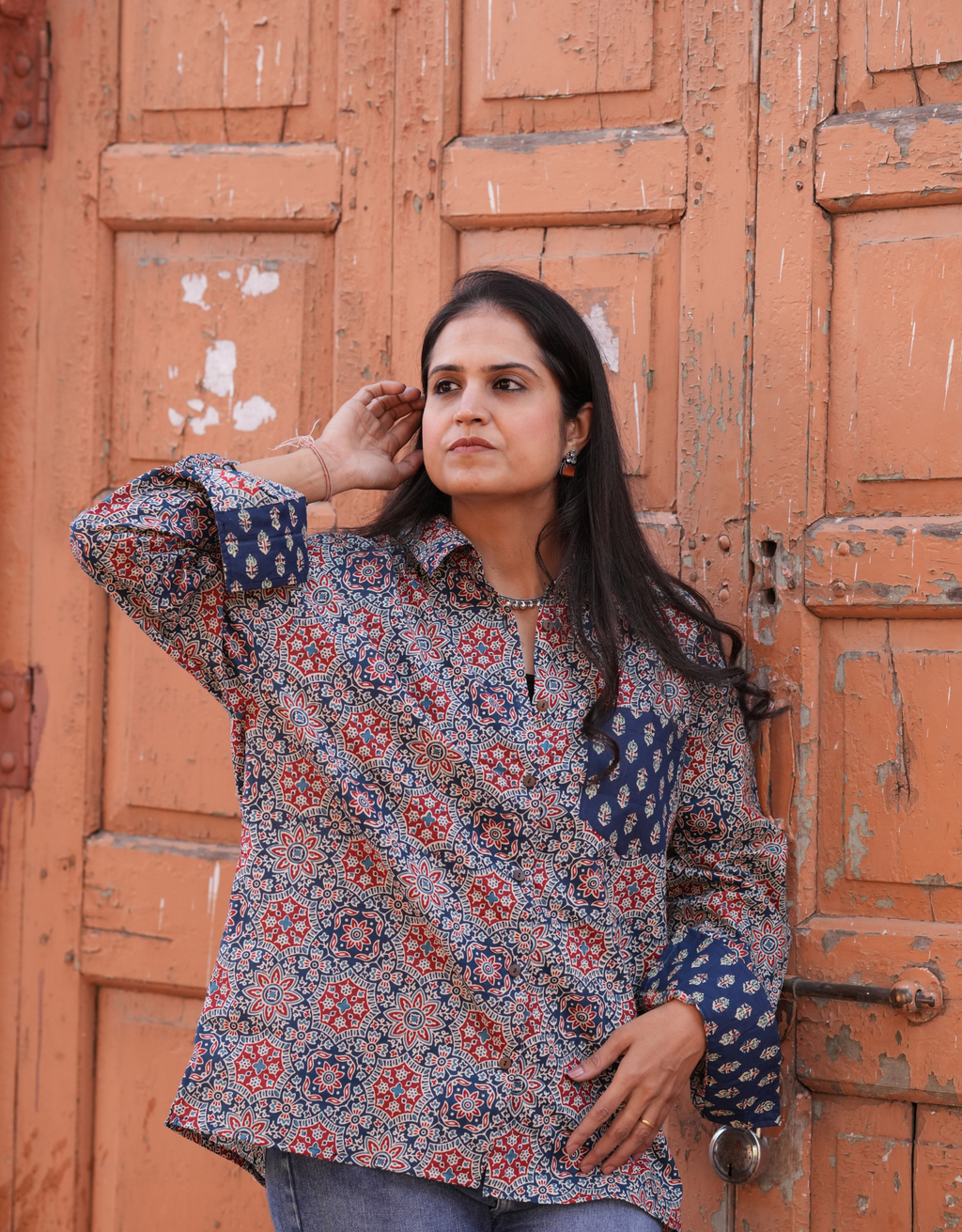 Ajrakh Mandala Cotton Oversized Shirt