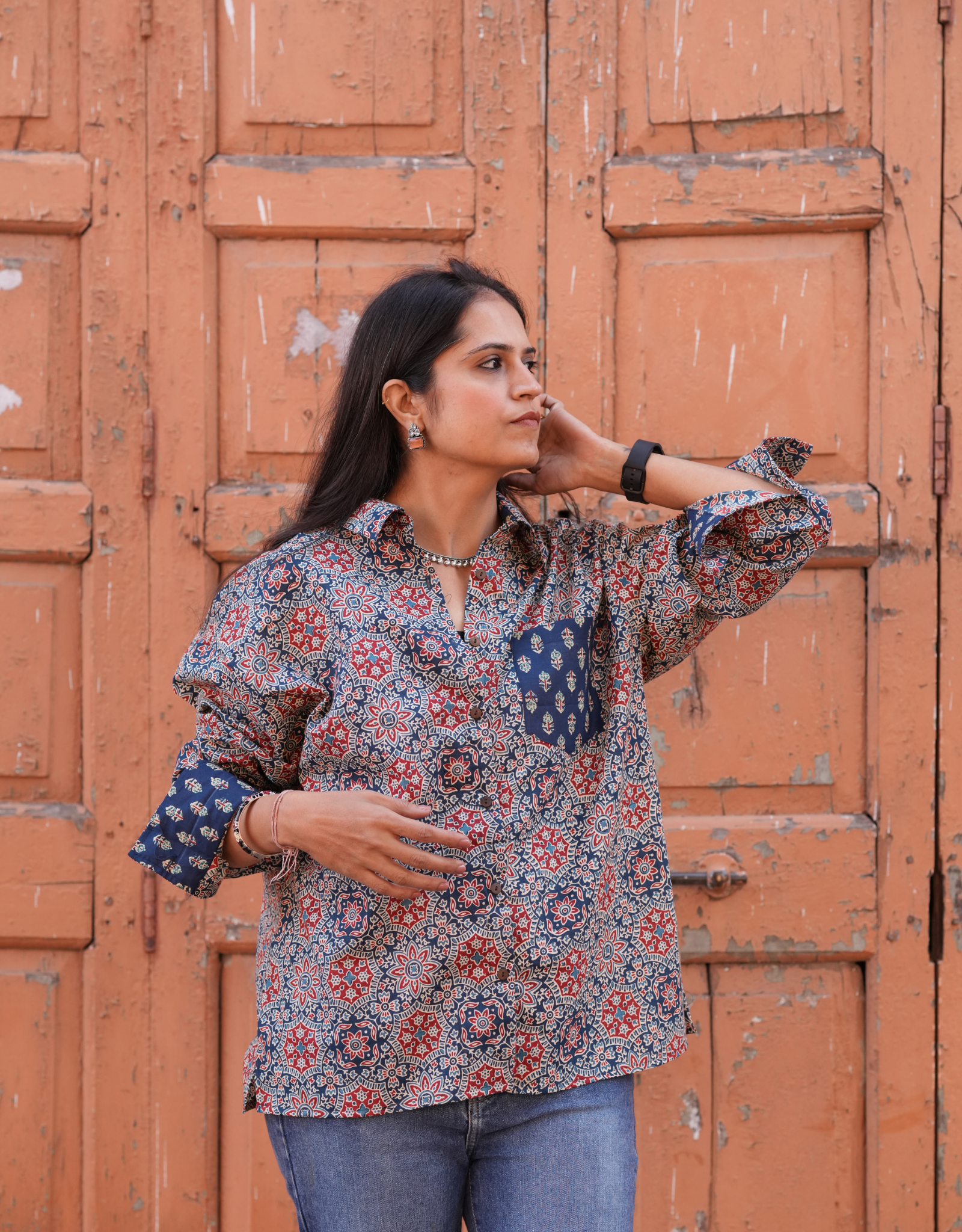 Ajrakh Mandala Cotton Oversized Shirt