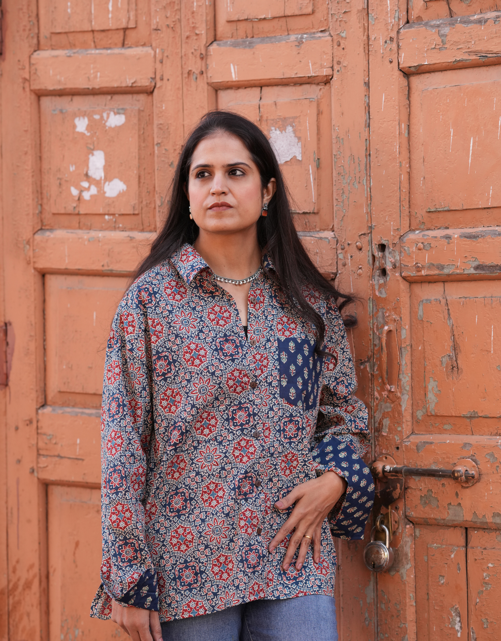 Ajrakh Mandala Cotton Oversized Shirt