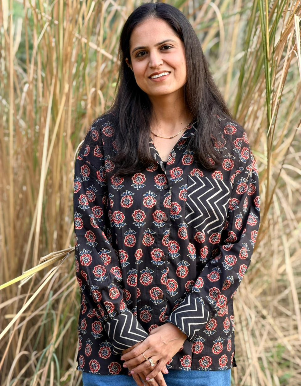 Black Gulmohar Cotton Oversized Shirt