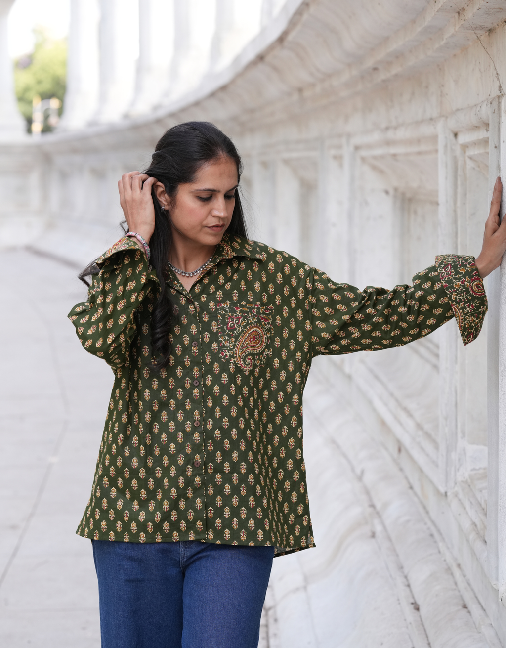 Bangalore Garden Butti Cotton Oversized Shirt