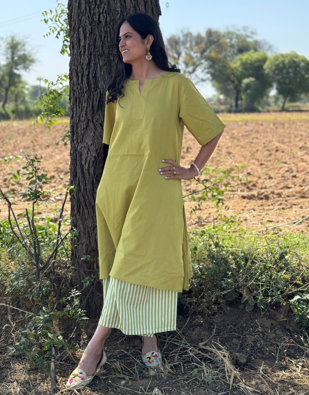 Lime Green Culotte Cotton Flex Co-Ord Set