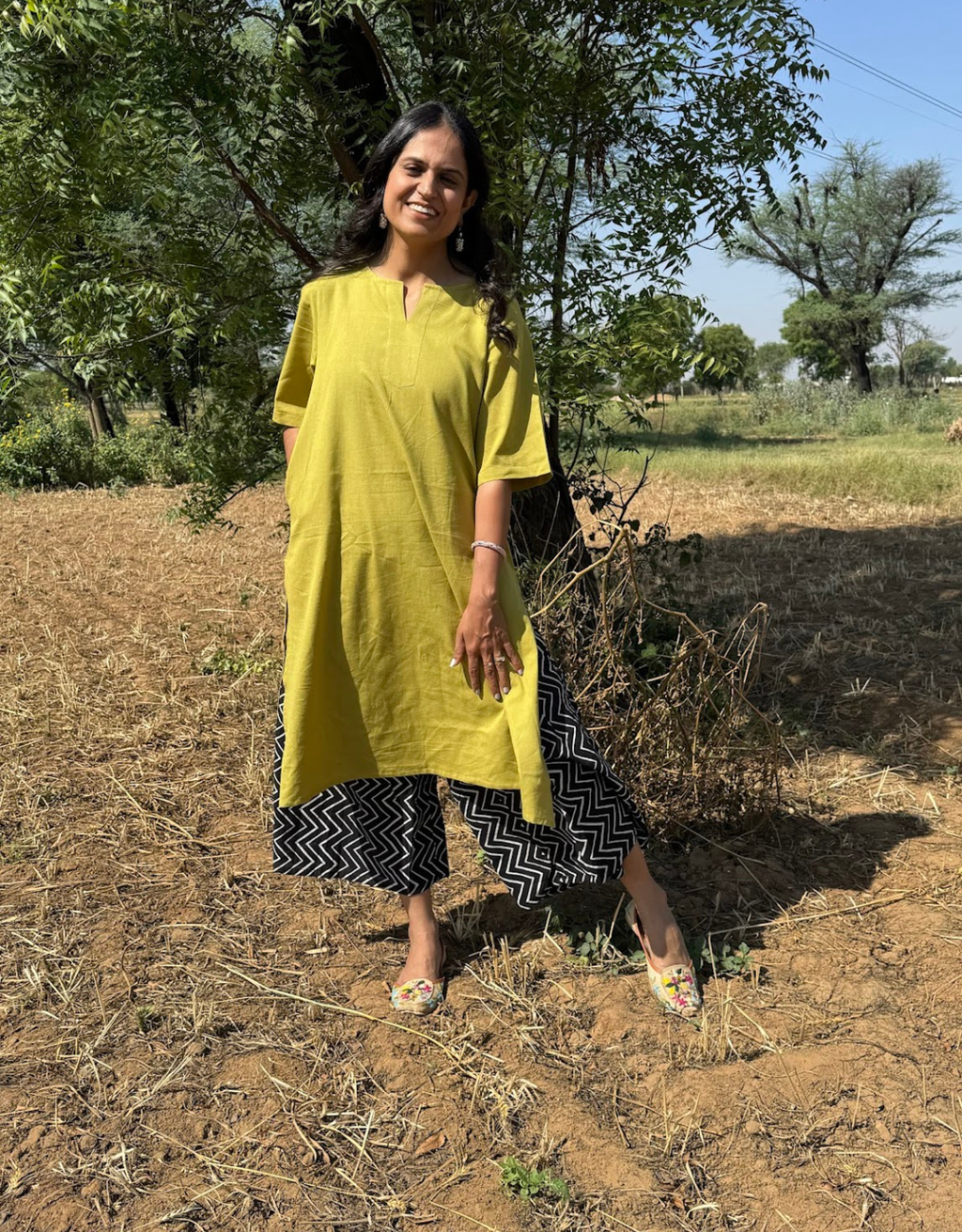 Lime Green Culotte Cotton Flex Co-Ord Set
