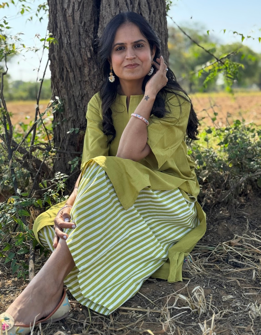 Lime Green Culotte Cotton Flex Co-Ord Set