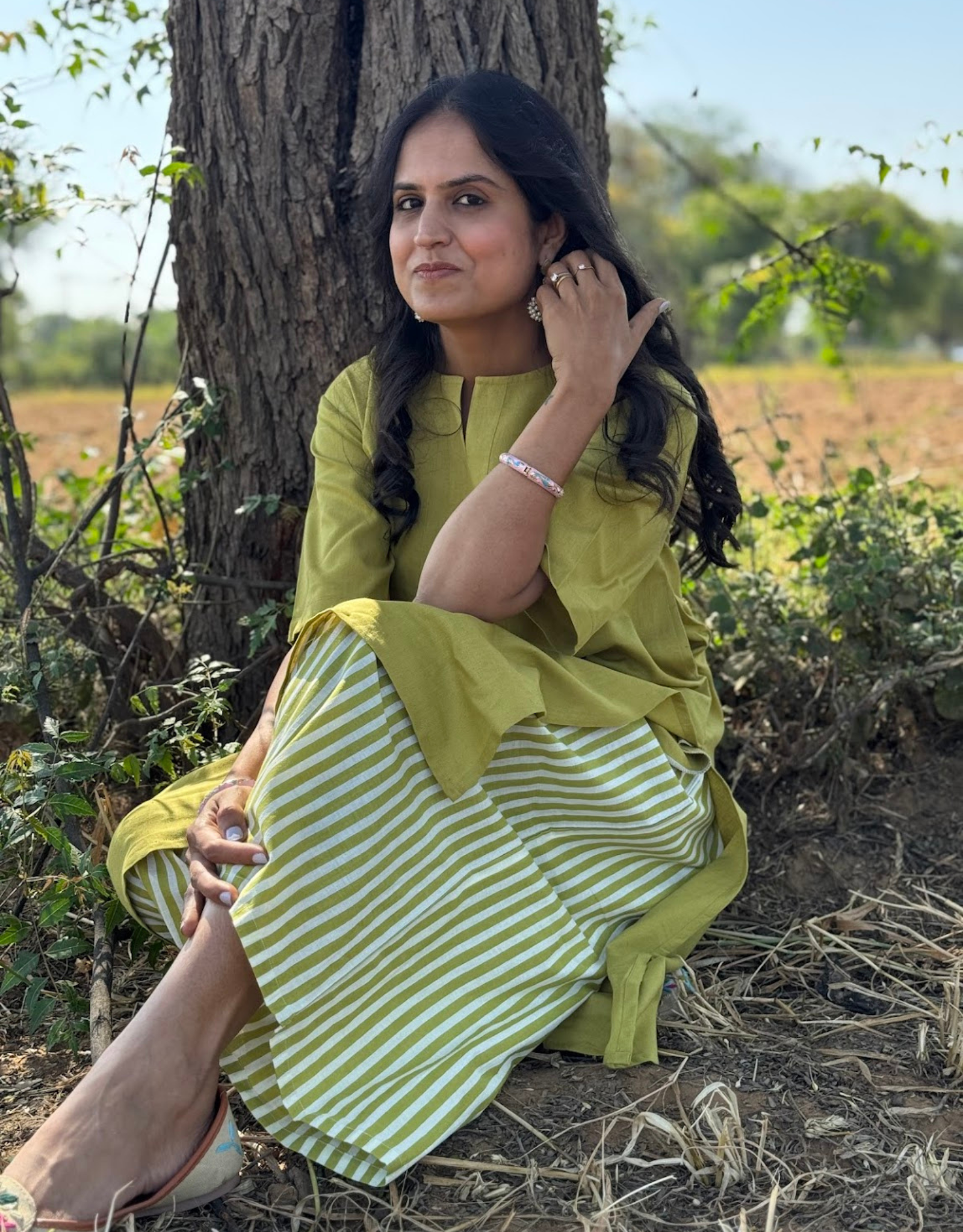 Lime Green Culotte Cotton Flex Co-Ord Set