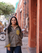 Punjabi Mustard Zigzag Cotton Oversized Shirt