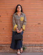 Punjabi Mustard Zigzag Cotton Oversized Shirt