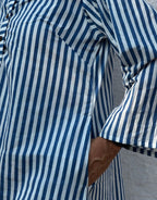 Blue Side Slit Striped Cotton Cambric Regular Fit Dress