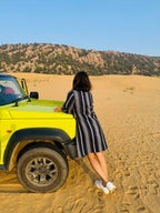 Horizon Striped A-Line Dress - Navy