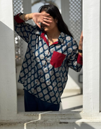 Ajarkh Patta Butti Cotton Oversized Shirt