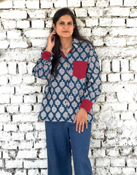 Ajarkh Patta Butti Cotton Oversized Shirt