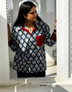 Ajarkh Patta Butti Cotton Oversized Shirt
