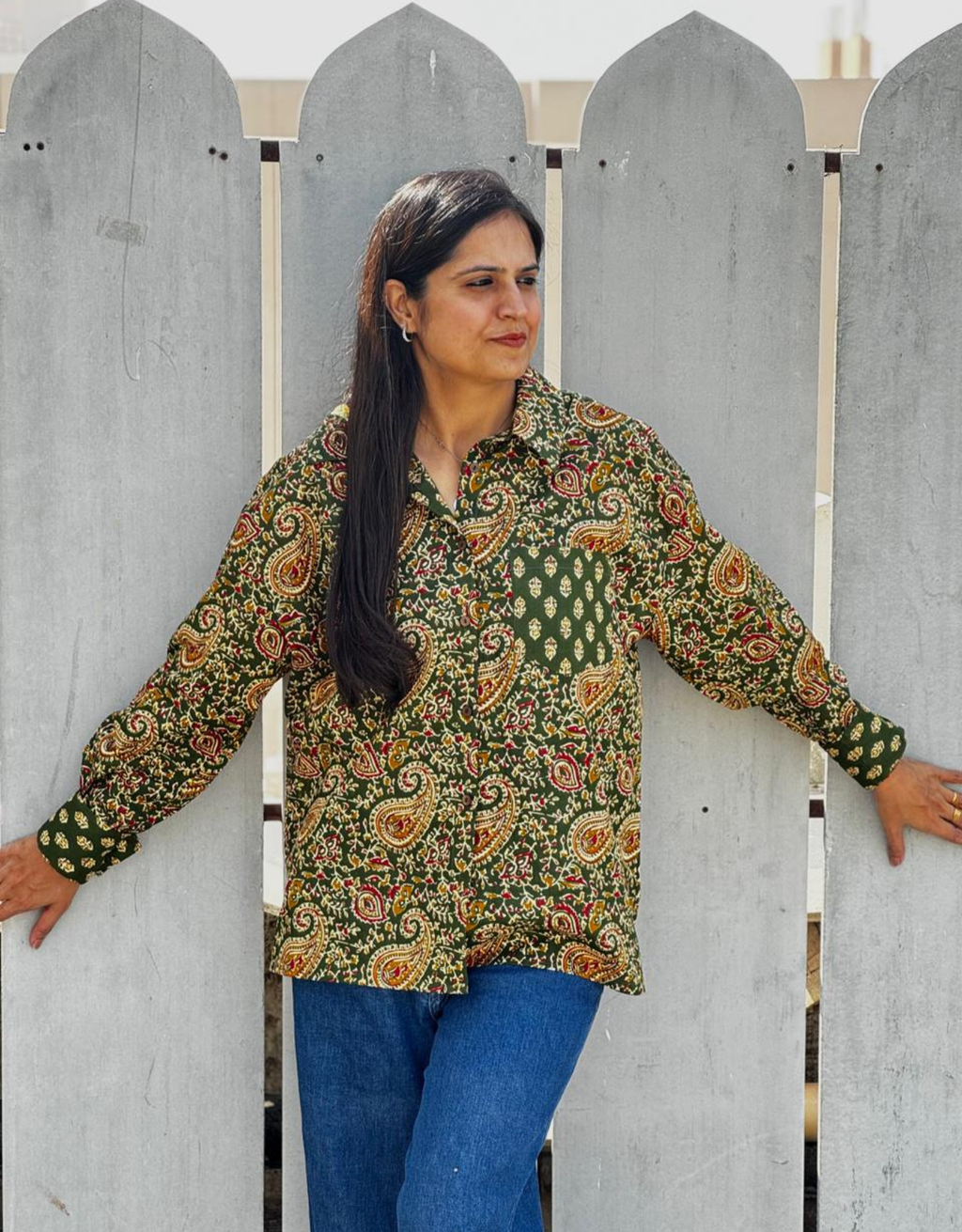 Bangalore Garden Paisley Cotton Oversized Shirt