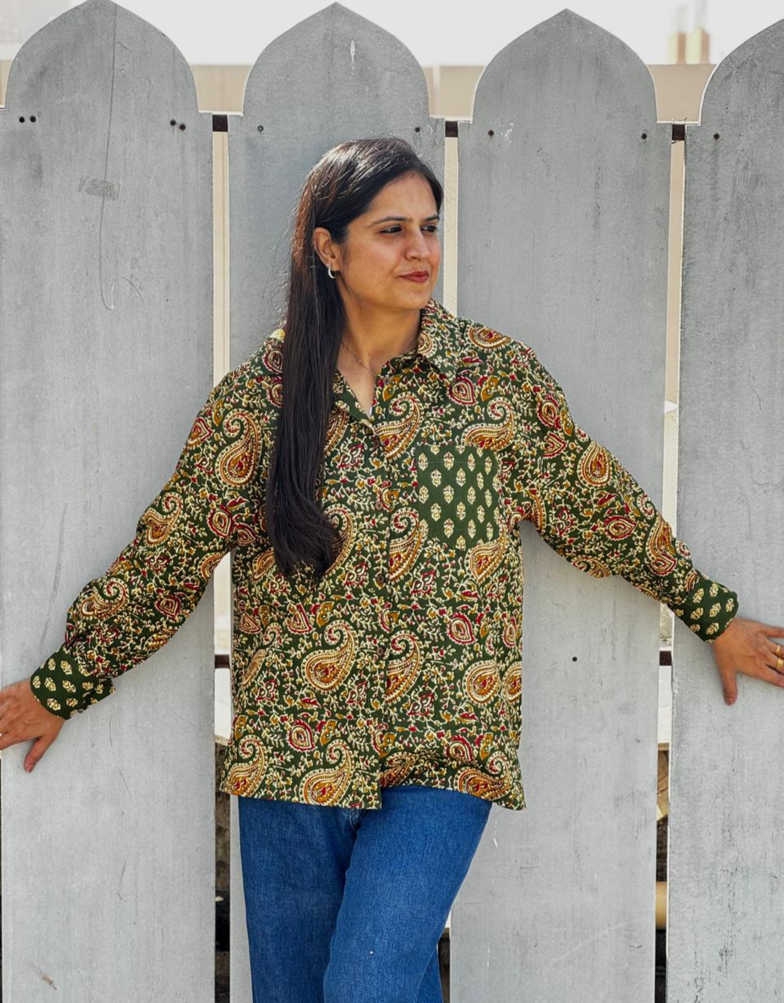Bangalore Garden Paisley Cotton Oversized Shirt