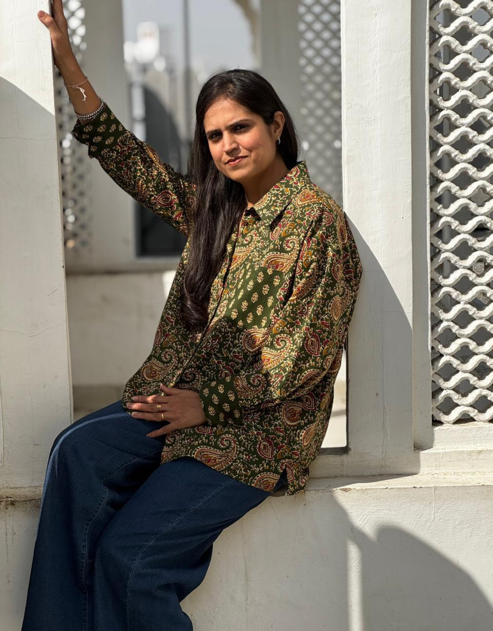 Bangalore Garden Paisley Cotton Oversized Shirt