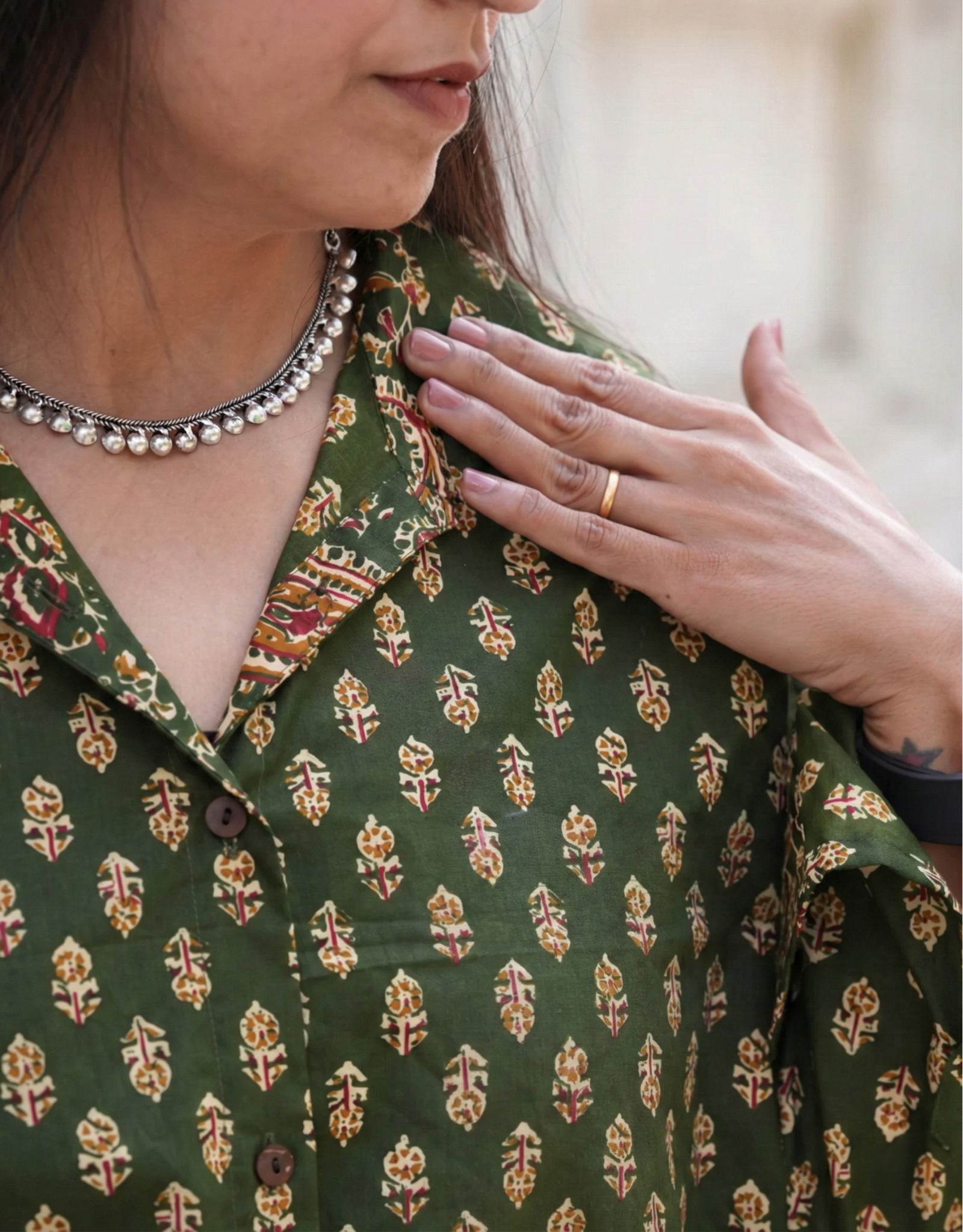 Bangalore Garden Butti Cotton Oversized Shirt Without Pocket