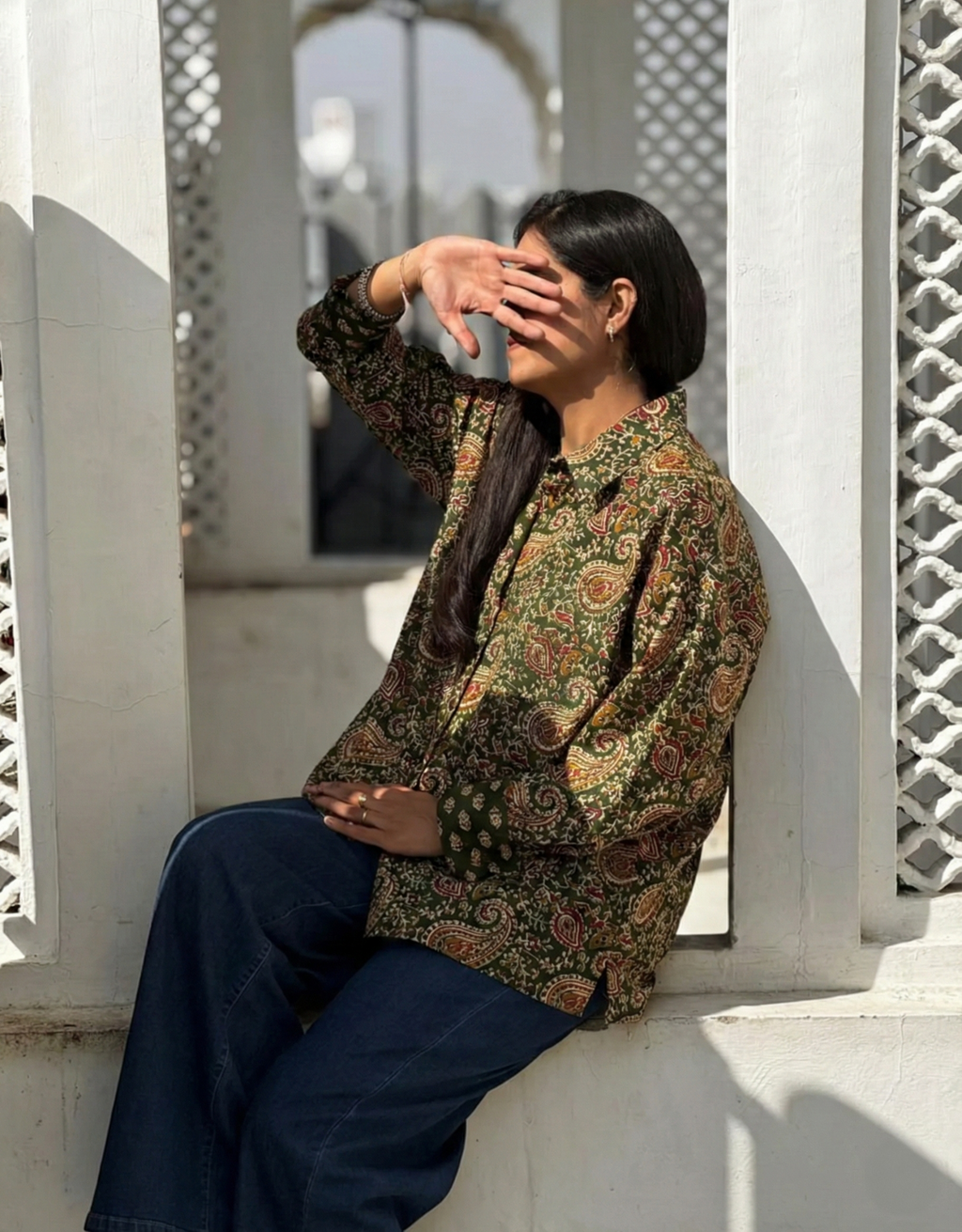 Bangalore Garden Paisley Cotton Oversized Shirt Without Pocket