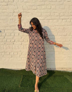 Black Ajarakh Cotton Regular Fit Dress
