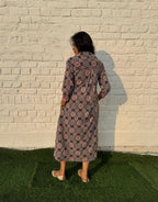 Black Ajarakh Cotton Regular Fit Dress