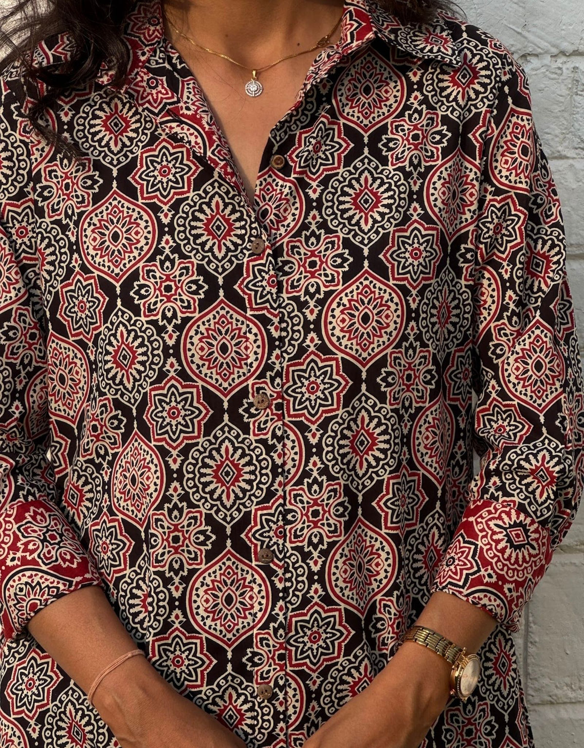 Black Ajarakh Cotton Regular Fit Dress