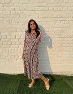 Black Ajarakh Cotton Regular Fit Dress