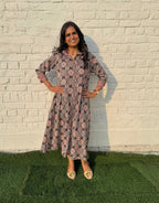 Black Ajarakh Cotton Regular Fit Dress