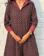 Black Butti Cotton Regular Fit Dress