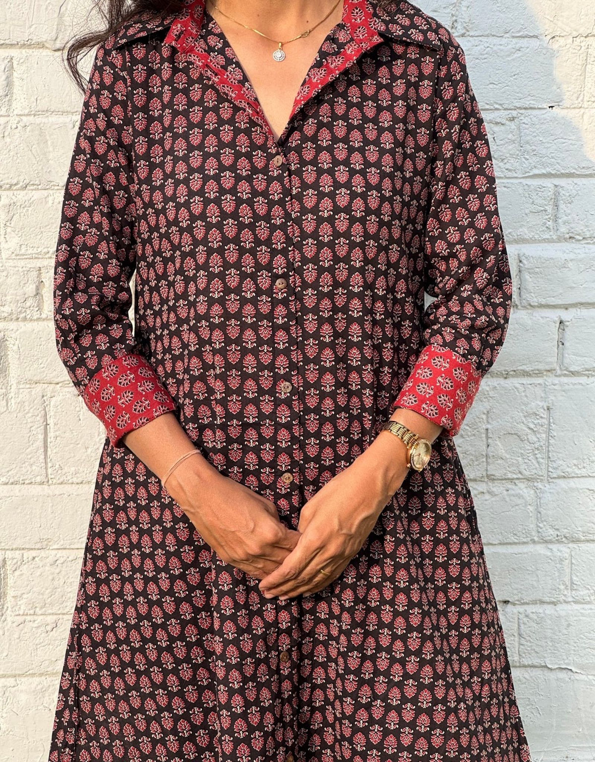 Black Butti Cotton Regular Fit Dress