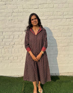 Black Butti Cotton Regular Fit Dress