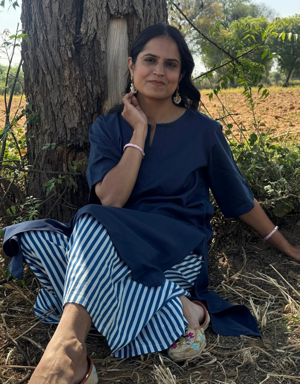 Blue Culotte Cotton Flex Co-Ord Set