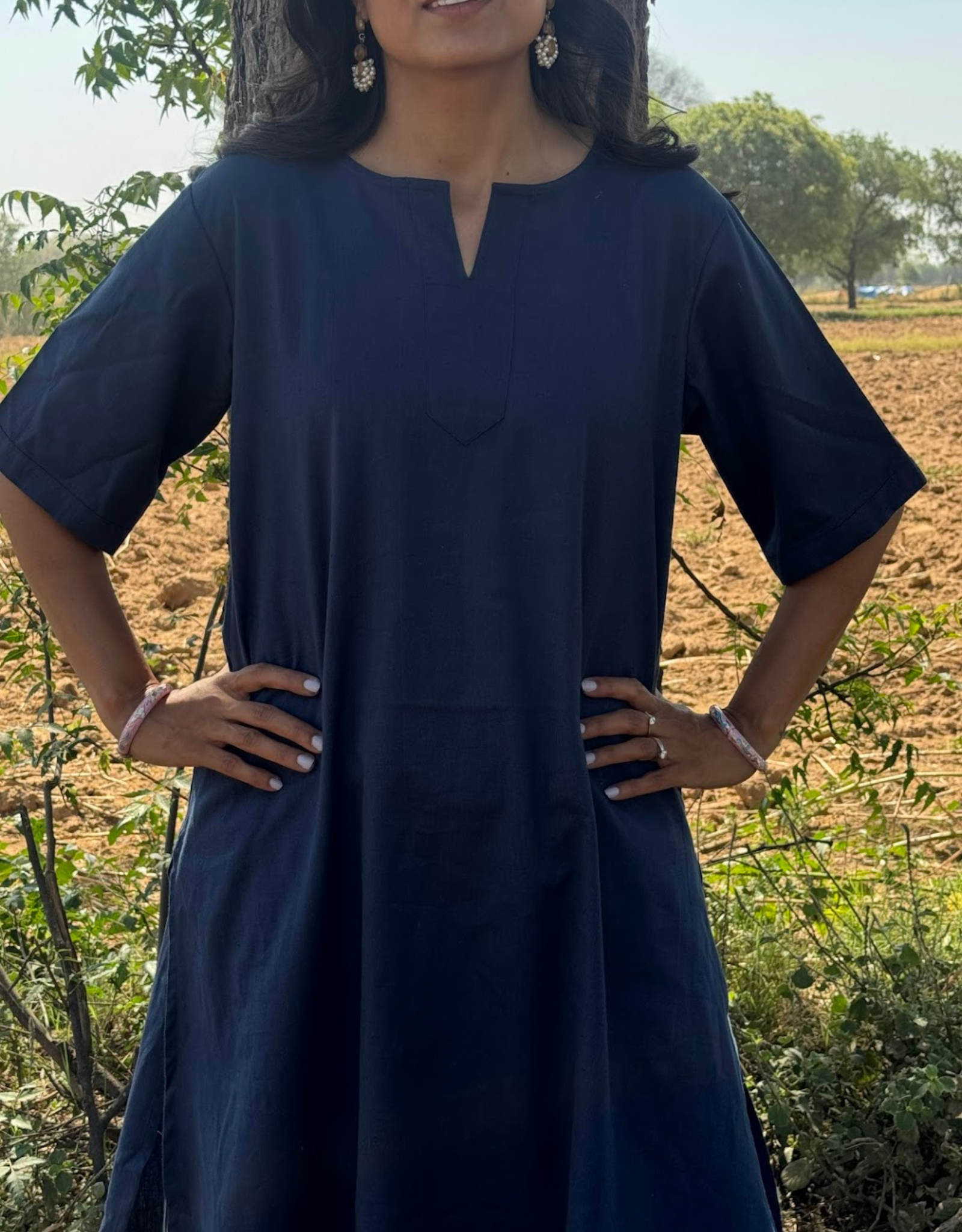 Blue Culotte Cotton Flex Co-Ord Set