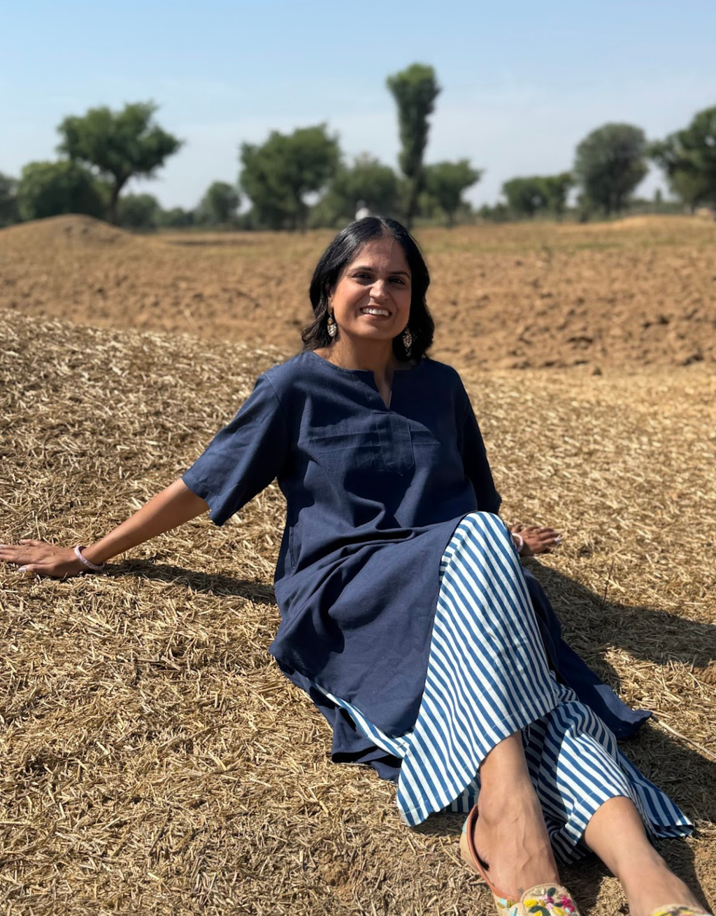 Blue Culotte Cotton Flex Co-Ord Set