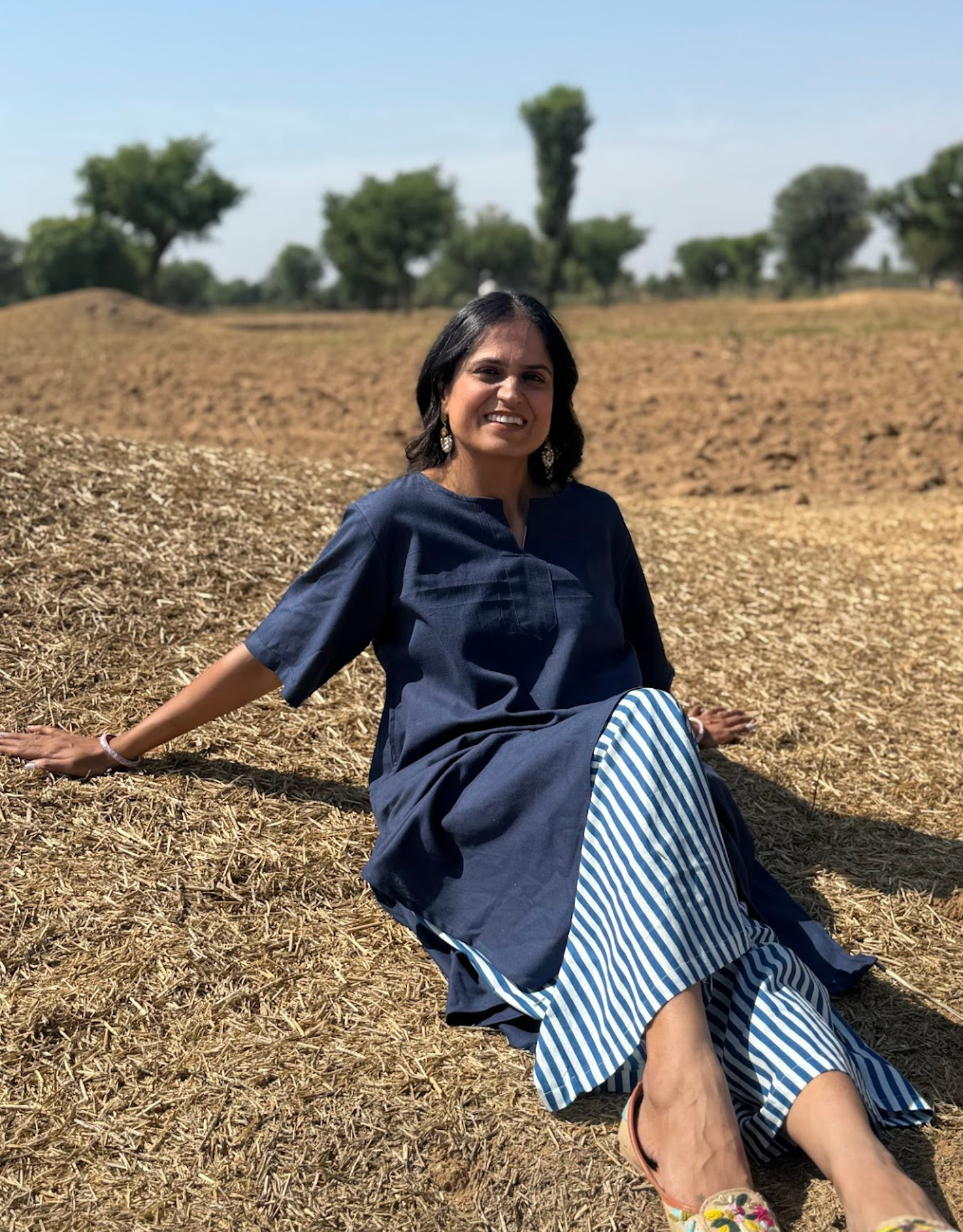 Blue Culotte Cotton Flex Co-Ord Set