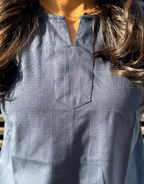 Blue Short Culotte Cotton Flex Co-Ord Set