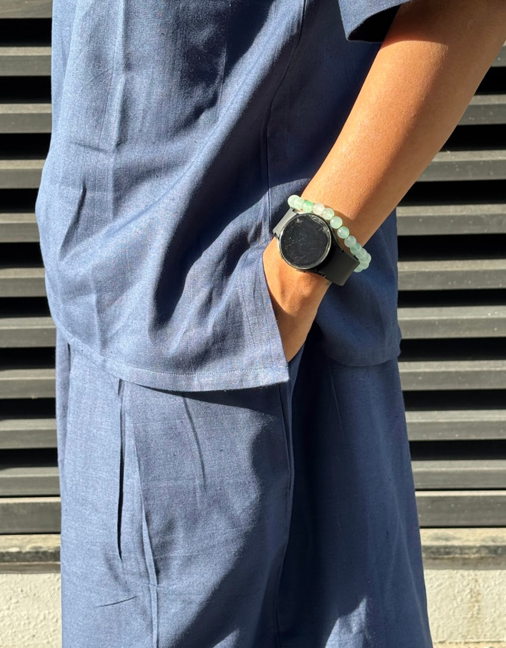 Blue Short Culotte Cotton Flex Co-Ord Set