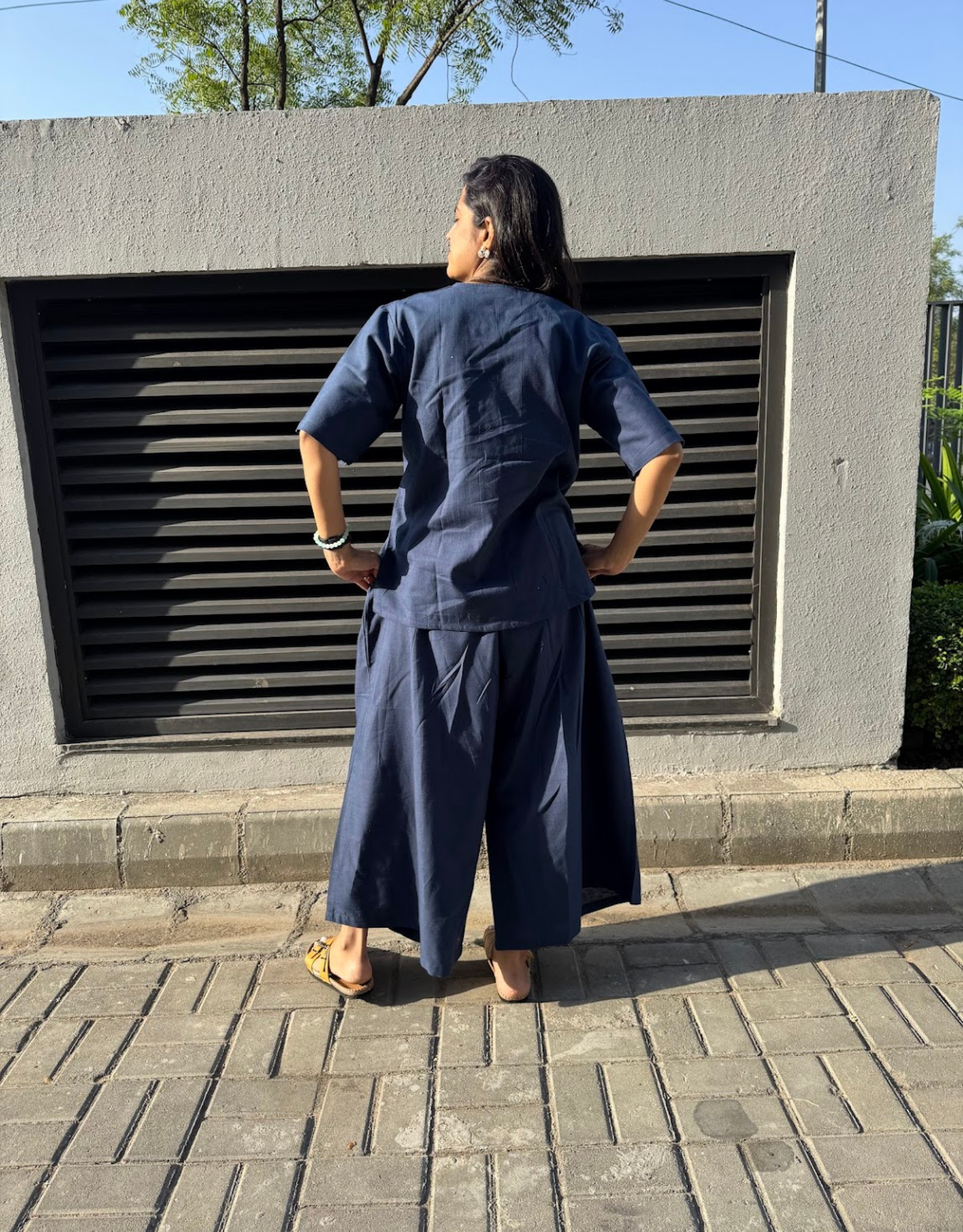 Blue Short Culotte Cotton Flex Co-Ord Set