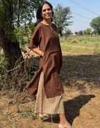 Brown Culotte Cotton Flex Co-Ord Set