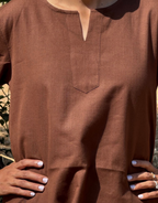 Brown Culotte Cotton Flex Co-Ord Set