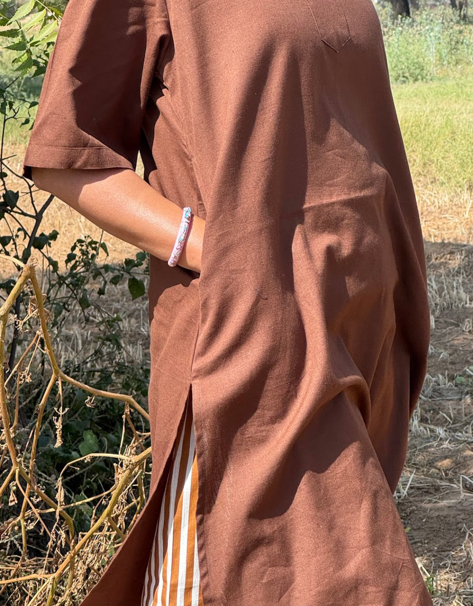 Brown Culotte Cotton Flex Co-Ord Set