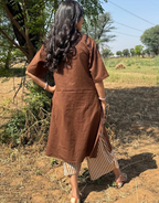 Brown Culotte Cotton Flex Co-Ord Set