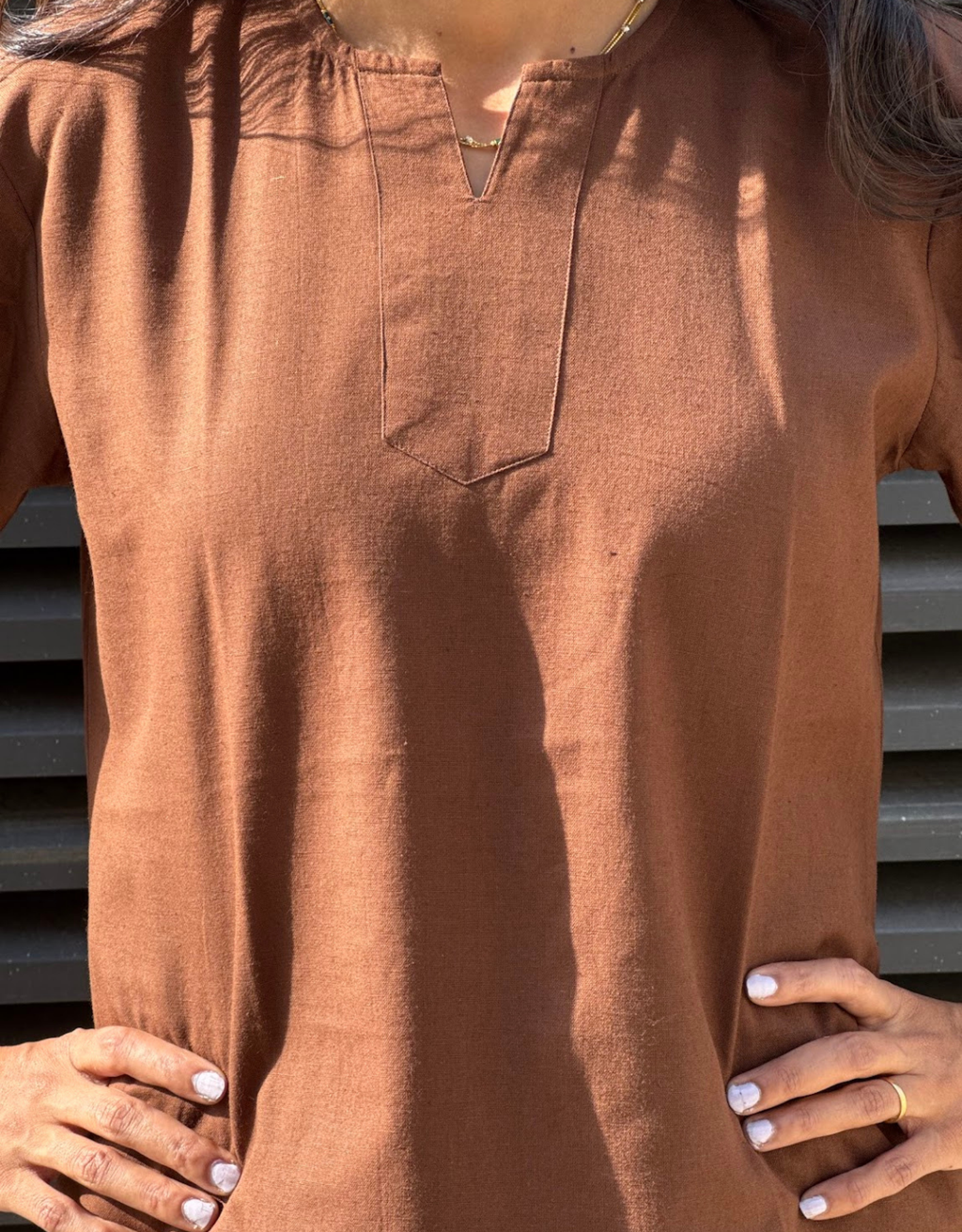 Brown Short Culotte Cotton Flex Co-Ord Set